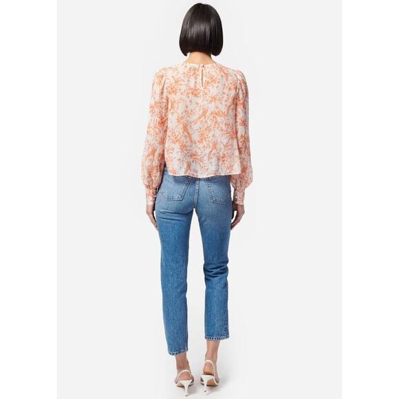 Cami NYC Analys Long Sleeve Silk Top Papaya Toile U23-T02-PYATO XSmall XS NEW - Picture 3 of 4